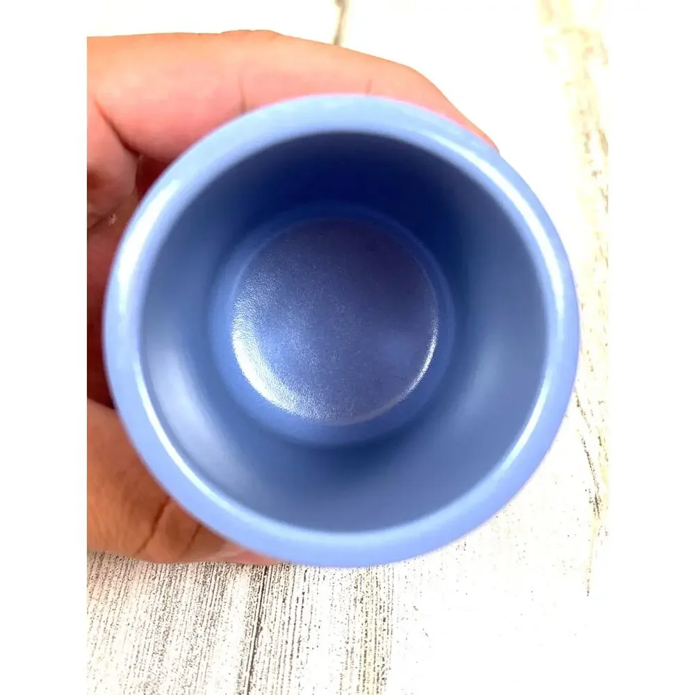 La Fermière Cermer Set of 2 Blue Terra Cotta Pottery Yogurt Pots NEW